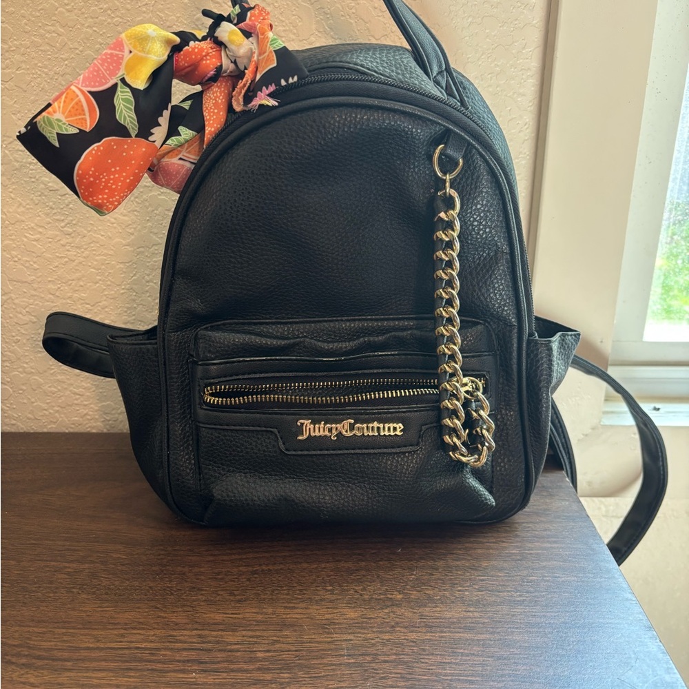 Juicy Couture Black and Gold Mini Backpack with Studded Accents